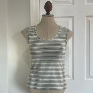 Vintage Y2K Gap sleeveless top striped cotton stretch gray blue tan women’s S